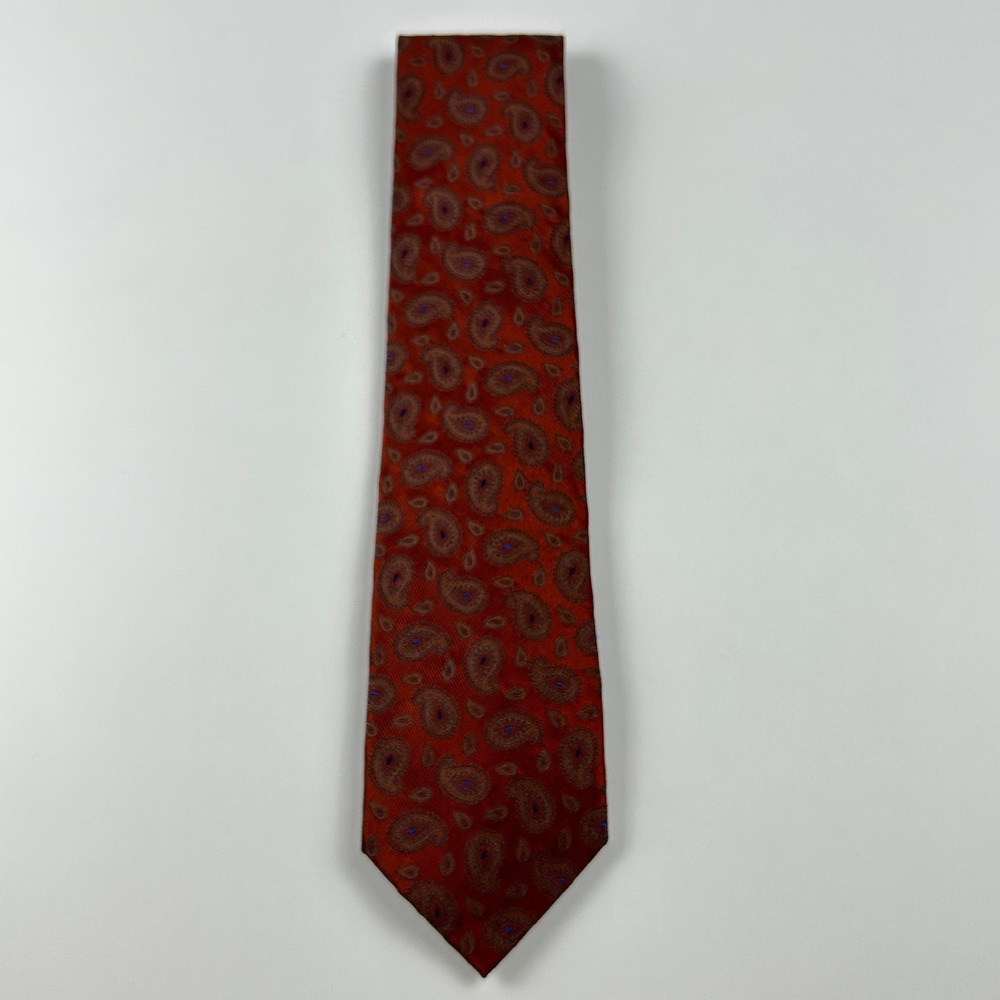 Paul Frederick Sartoriale Rust Paisley 100% Silk Tie Italy
